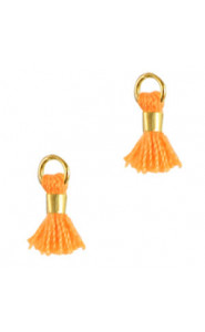 Ibiza style mini Tassel 0.7cm Gold-calypso orange